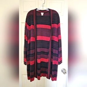 Chico's Multicolor Striped Knit Cardigan XL